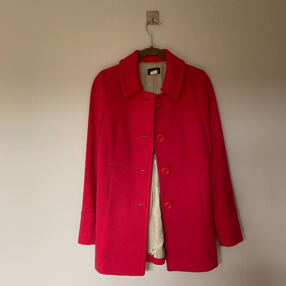 jcrew pink wool ruffle coat with thinsulate